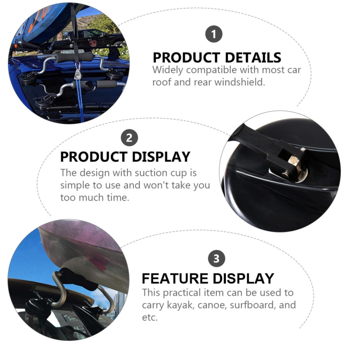 Rodillo con Ventosa para Kayak y Tabla de Surf, Soporte de Aleación de Aluminio con Almohadillas Protectoras, Asistencia de Carga para Techo de Coche, Capacidad Máxima 40kg
