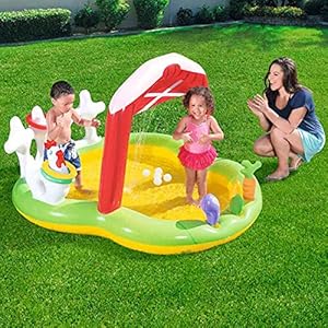 Kinderen Opblaasbaar Wading Pool Play Center, Opblaasbaar Zwembad Kiddie Pool met glijbaan, Leuke familie zwembad met…