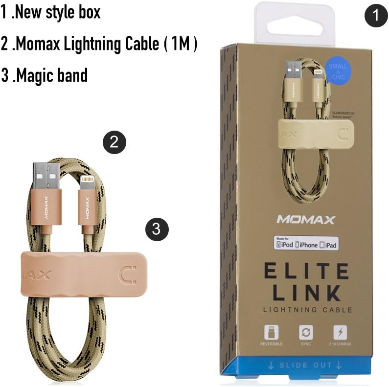 Flash Sale Woven Lightning Cable 3.3ft, MFi Certified MOMAX 1m 2.4A Fast Charging Woven Braid Lightning to USB Cable Compatible with iPhone 12/12 Pro/12 Pro Max/11/11 Pro/X/XS/8 Plus/iPad/Airpods (Gold) Buy 1 get 1 Woven Lightning Cable 3.3ft, MFi Certified MOMAX 1m 2.4A Fast Charging Woven Braid Lightning to USB Cable Compatible with iPhone 12/12 Pro/12 Pro Max/11/11 Pro/X/XS/8 Plus/iPad/Airpods (Gold)