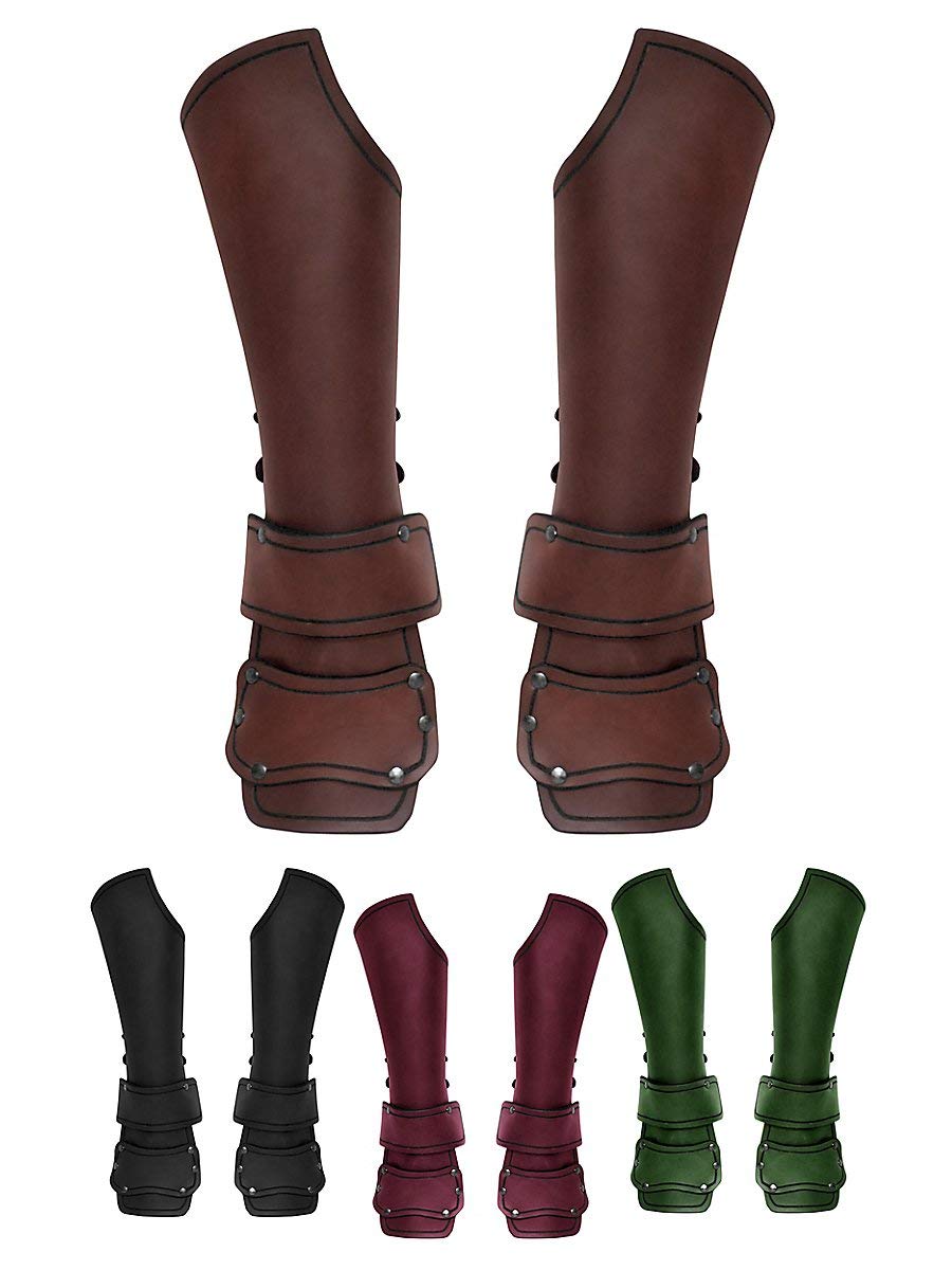 Andracor - Guanti in pelle pesante con protezione per le braccia - Guantoni come Bazuband Guanti con fibbie in verde - LARP medievale vichingo & Steampunk