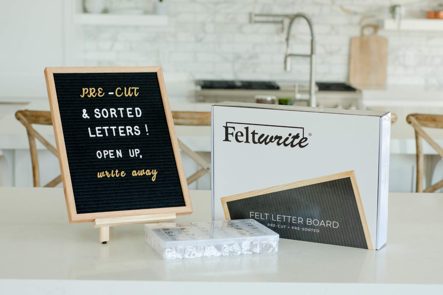 Buy Large Letter Board 12x16 with 800+ Pre Cut & Sorted White, Gold