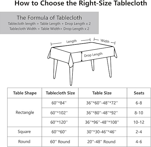 Miniatura 6 de Mantel de lino para el hogar, punto vainica, 60 x 102 pulgadas, rectangular, tela lavable, mantel de arpillera para cocina, comedor, Pascua, fiestas