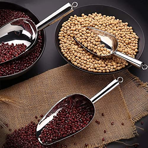 Jucoan 4 Pack Food Ice Scoop, 8oz, 12oz, 16oz, 24oz Stainless Steel Scoop, Heavy Duty Utility Scoop for Multi-Purpose Use, Candy Popcorn Flour Metal Scoop, Kitchen Bar Party Wedding, Dishwasher Safe