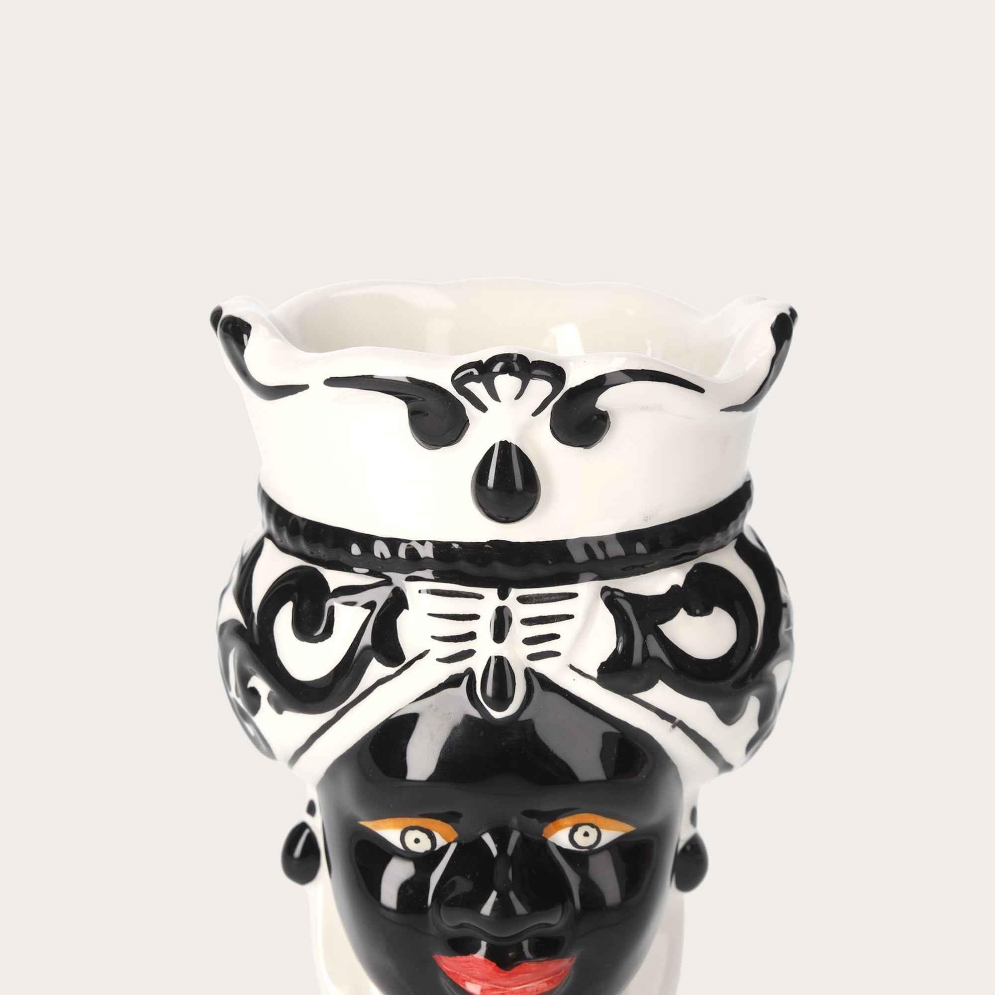 Keyhomestore | Vaso Testa di Moro Piccolo in Ceramica Nera h. 20 cm