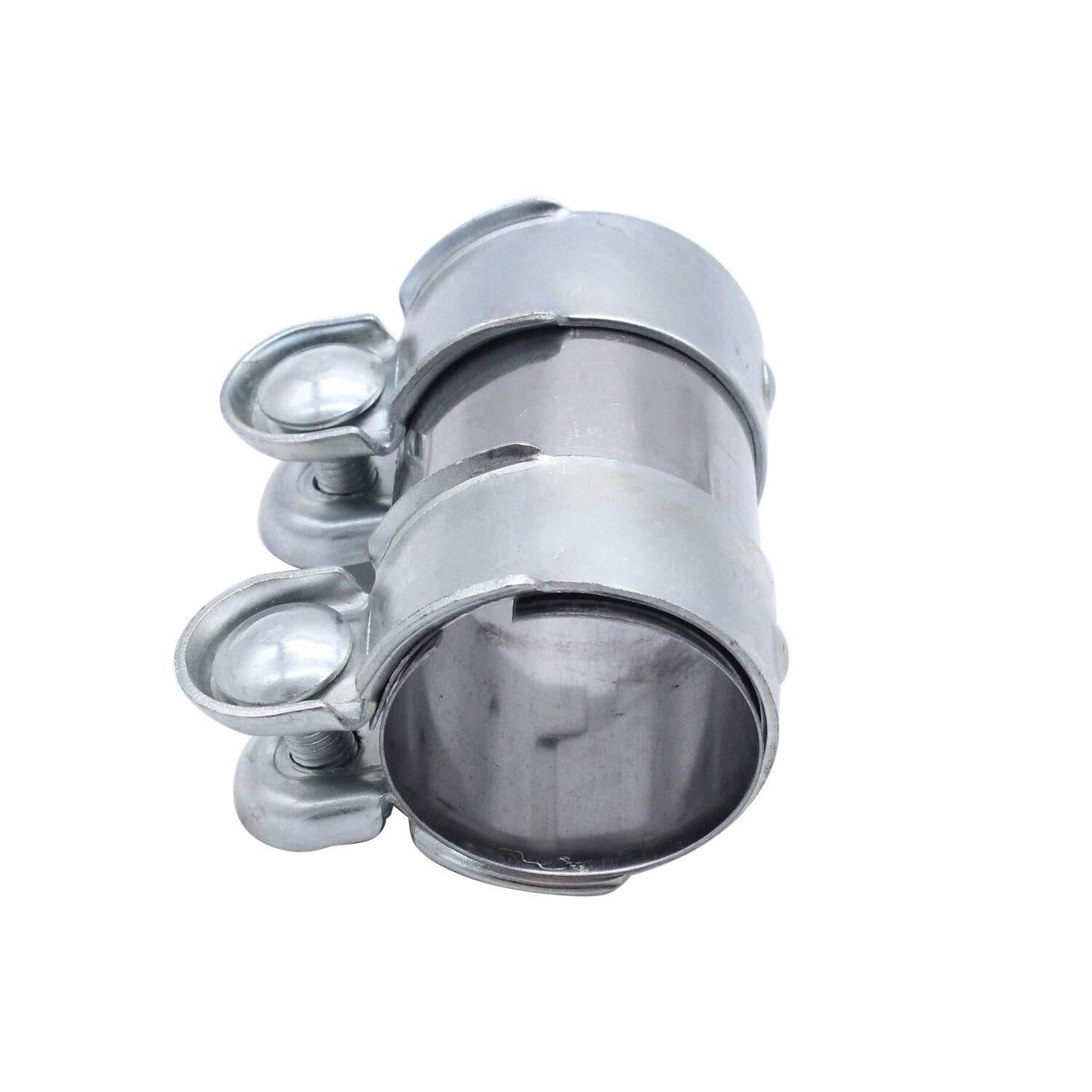 Conector de Tubo de Escape Doble Abrazadera - Ø 55 mm x 125 mm, Acero Galvanizado Anti-Corrosión(Ø 50 mm x95 mm)