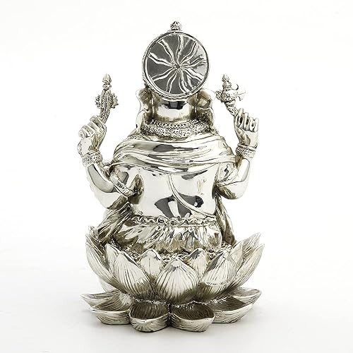 Miniatura 5 de Veronese Design Estatua hindú de Ganesha de 3 18 de alto, estatua de la buena fortuna de Ganesha, decoración del hogar, hecha a mano, galvanizada