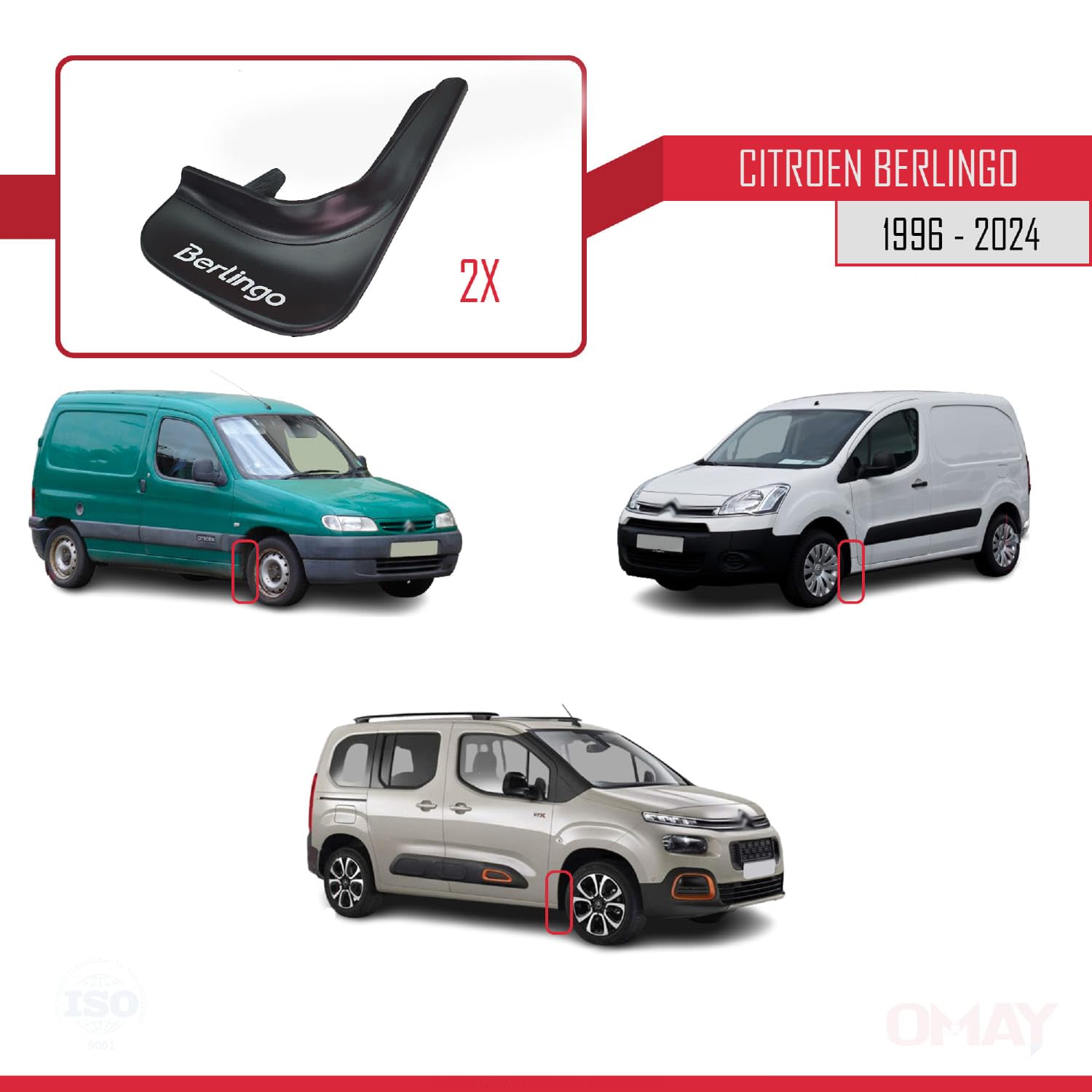 RE&AR Tuning 4-częściowy zestaw kompatybilny z Citroen Berlingo 1996-2024 przód + tył, zestaw 4-częściowy