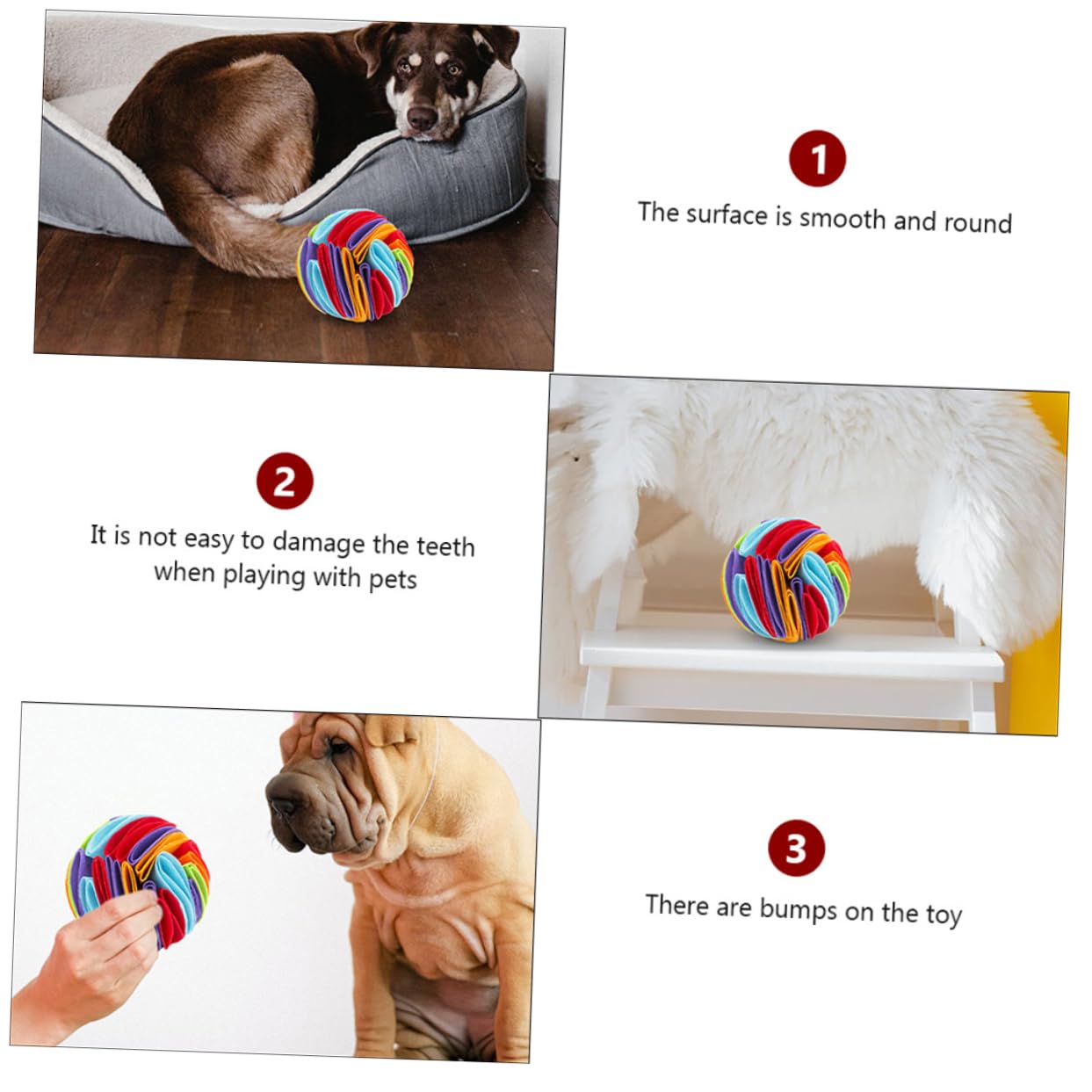 Sosoport 4piezas De Olfateo para Perros De Juguete Interactivo para Encontrar Snacks Bola De Alimentación De Fieltro para Estimulación Mental y Casa o Jardín