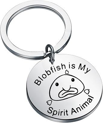POTIY Fish Lovers Keychain Blobfish Gift Blobfish is My Spirit Animal Keychain Blobfish Jewerly Gift for Blobfish Lovers