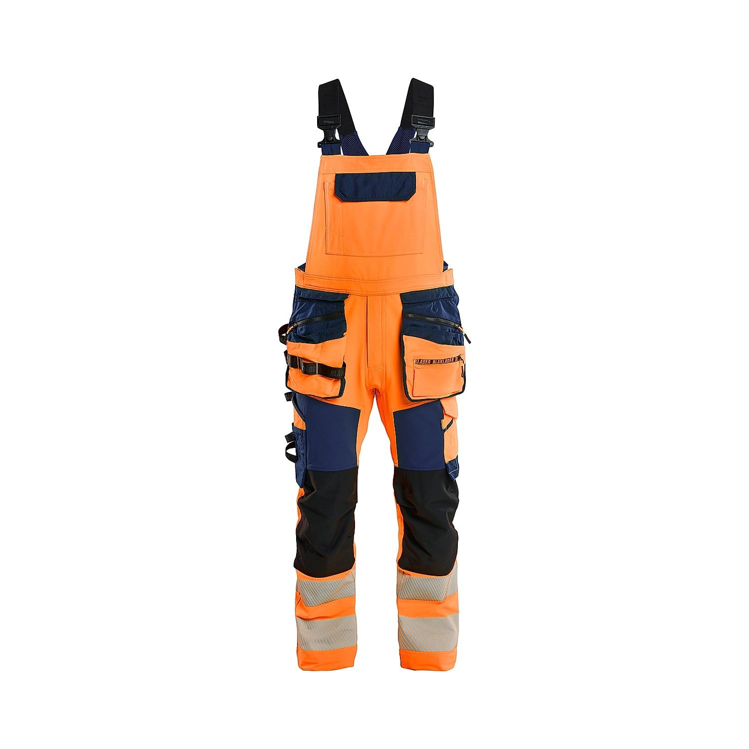 BLAKLADER Cotte de travail à bretelles stretch 4D haute visibilité 2626 Orange/Marine 46 - Vêtements de travail