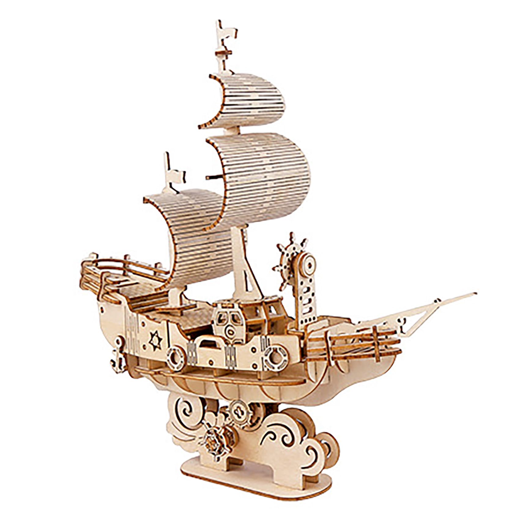 Wooden 3D Sailboat Puzzle Model Kit DIY Ship 3D Jigsaw Puzzles Sailing Boat Puzzle C