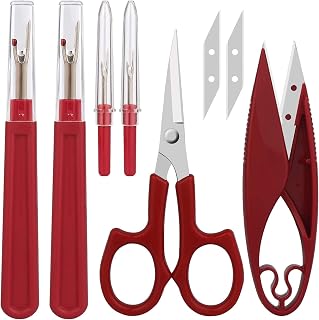 CampTek Seam Ripper Kit: 2 Large + 2 Small Stitch Rippers, Thread Snips with Extra Blades & 5" Curved Scissors