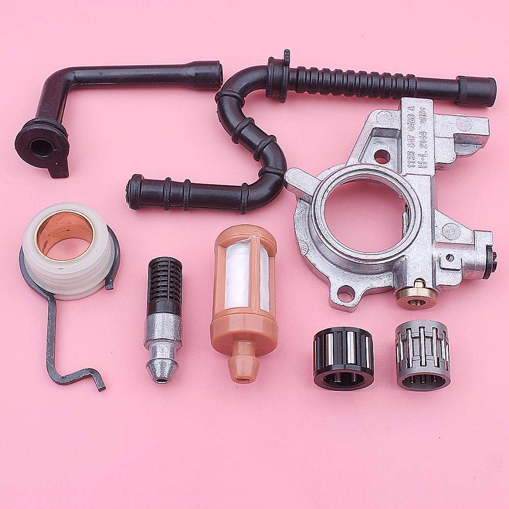 Accesorios Kit de cojinete de aguja de embrague de engranaje helicoidal de bomba de aceite compatible con motosierras Stihl MS361 MS341 1135 640 3200 1117 640 3800 línea de filtro de aceite combustibl