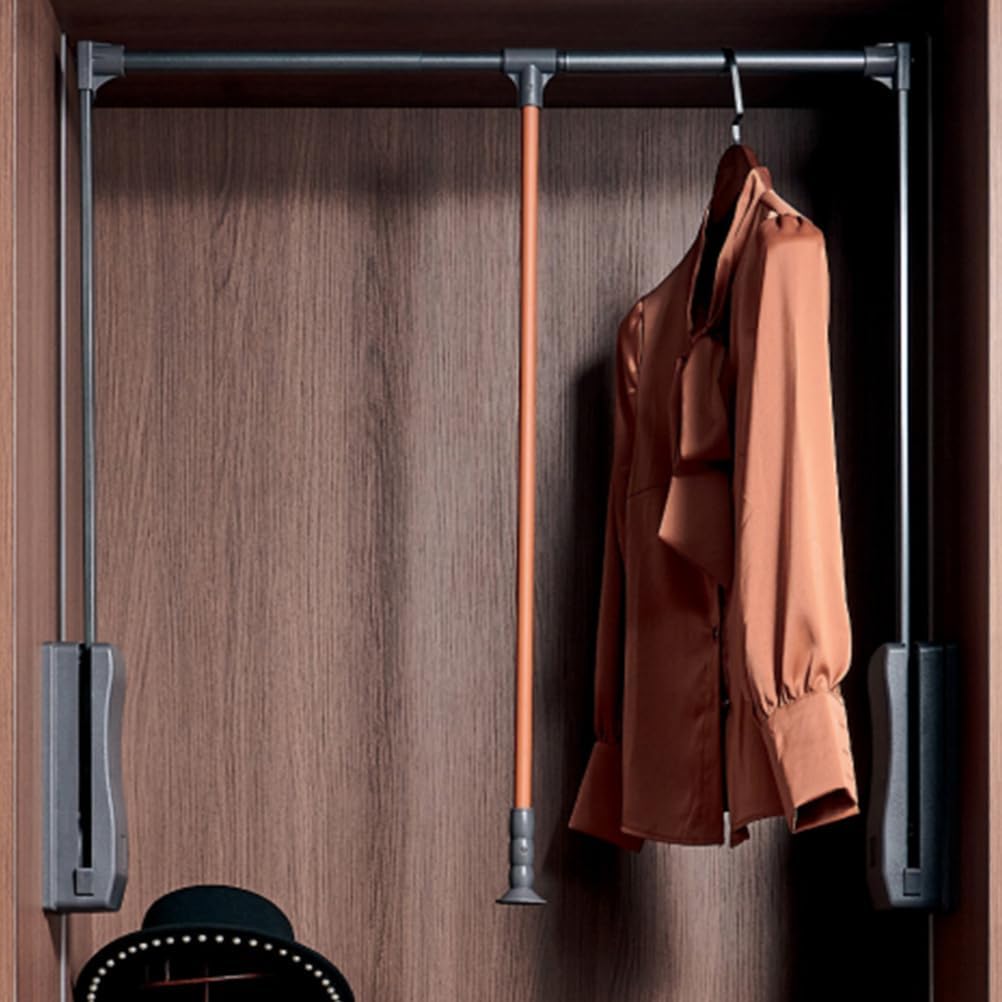 LDIW Retractable Wardrobe Rail Lift, Adjustable Closet Rod 22-49 inches, Organizer Storage System Space Saving Design Pull Down Wardrobe Rail Lift,S2,22to27in