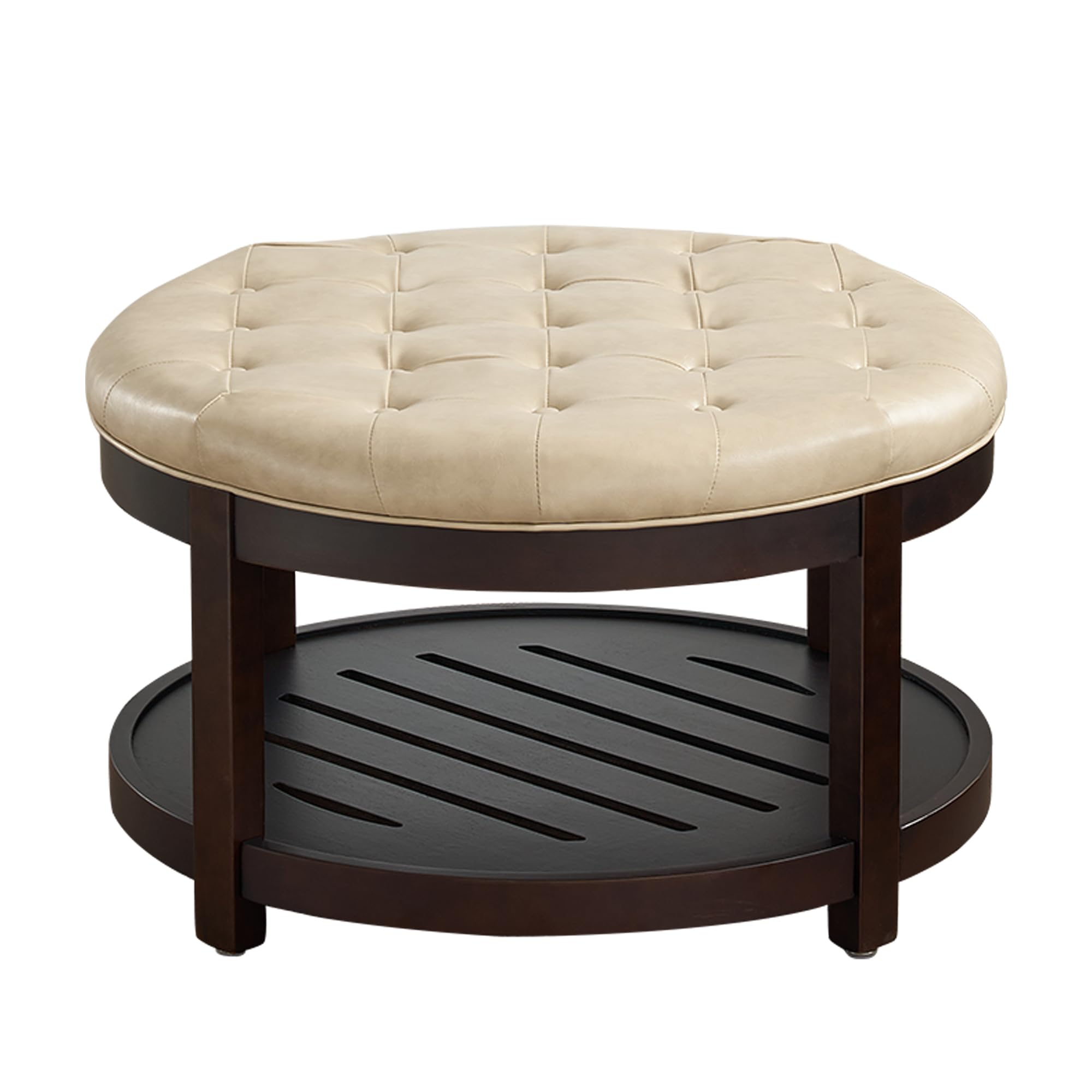 Amazon.com: adochr PU Leather Large Round Ottoman with Storage ...