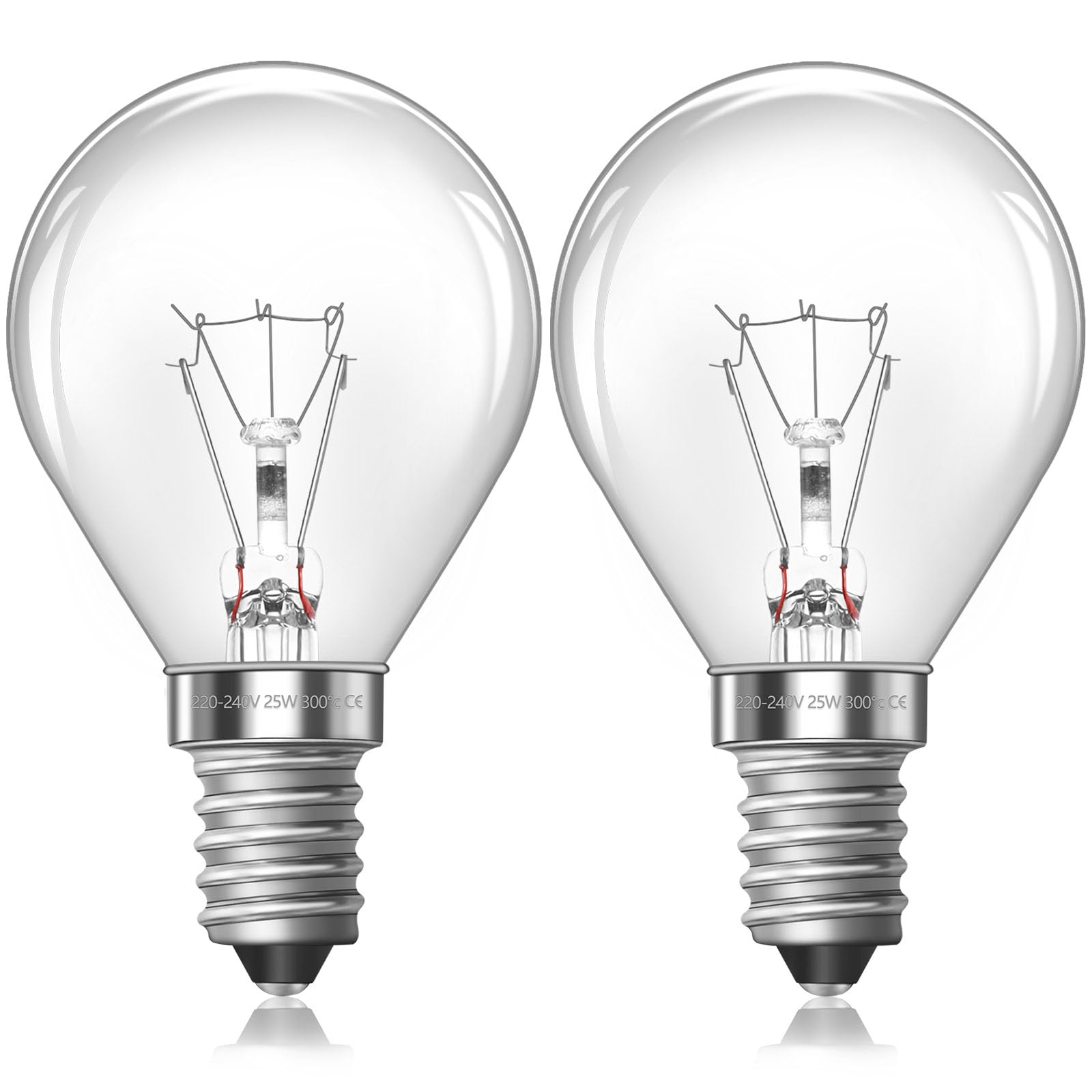 Backofenlampe E14 G45, 300 Grad, E14 Backofenlampe Dimmable Warmweiß 2700K, AC 230V, 400LM, Small Edison Screw Bulb E14 Golf Ball Bulb für Backöfen & Herde, Lavalampe Glühbirne, Wax Melt Lamp, 2 Stück