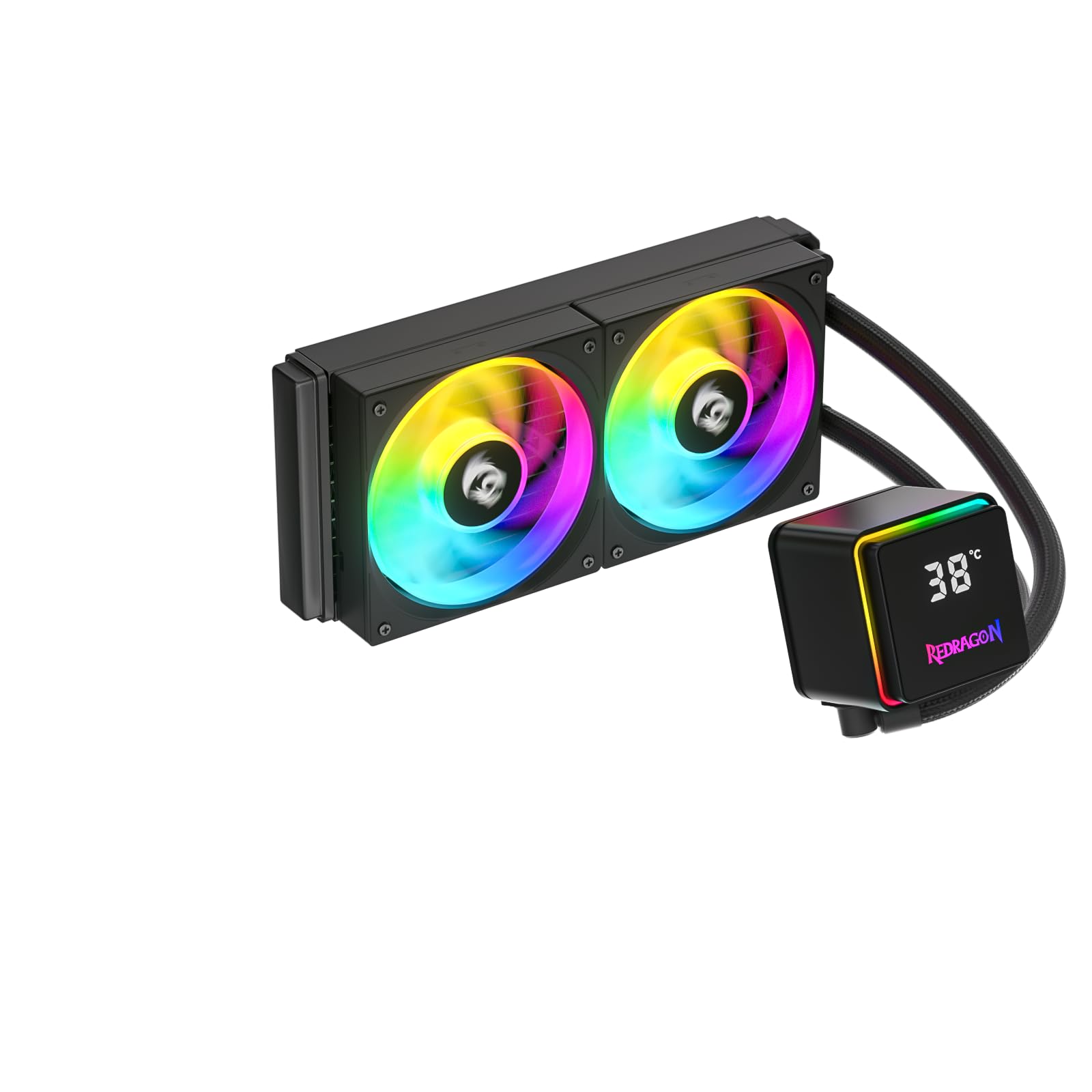 Water Cooler Redragon CCW-1021 Preto 240mm ARGB 2550 RPM com Display de Monitora