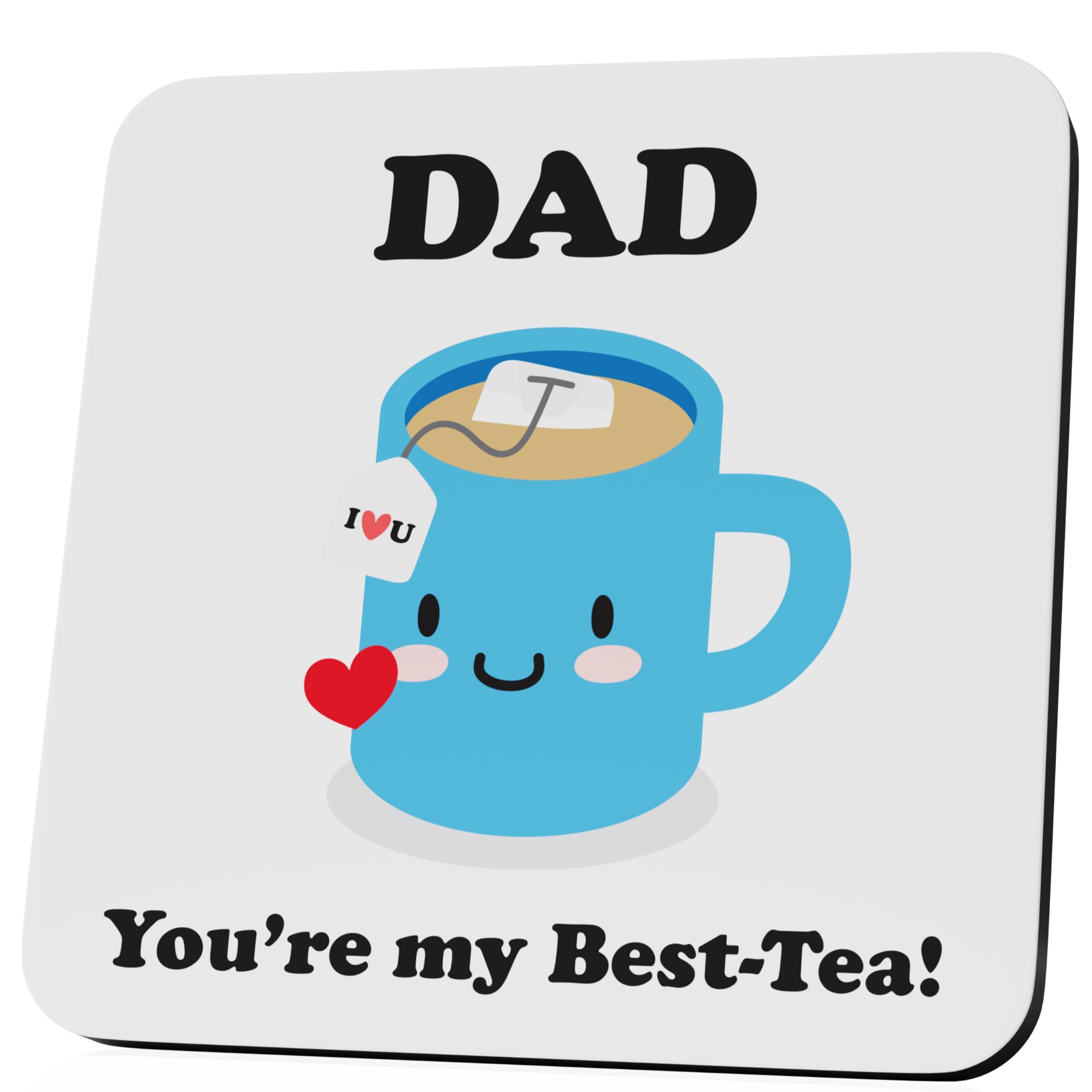 Bestafiesta White Fathers Day Funny Gifts Dad Best Tea Joke Pun Drinks Coaster Beer Coffee Coasters Funny Present For Him From Son Or Daughter