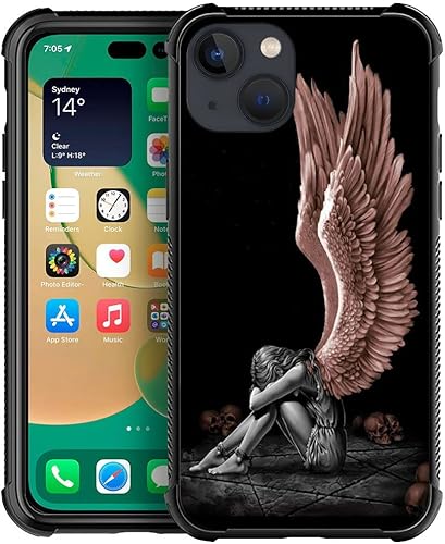 DAIZAG Funda compatible con iPhone 14 Pro Max, diseño de personalidad de alas de ángel con protección contra golpes y arañazos para iPhone 14 Pro