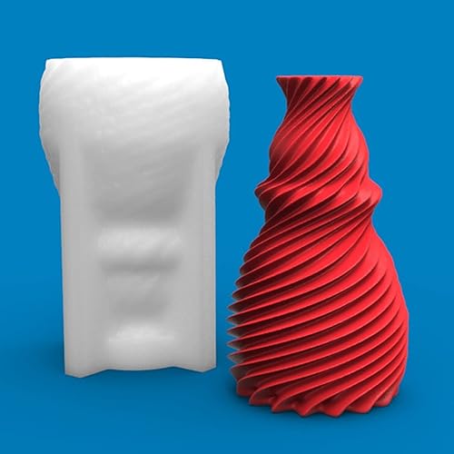 Miniatura 6 de Molde de vela de silicona con forma de jarrón giratorio a rayas, molde de jabón de vela geométrica de ondant, molde para hornear pastel de