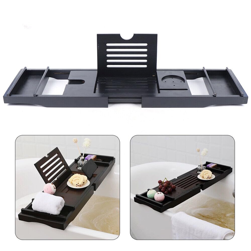 Bandeja para bañera de bambú, extensible, 70-105 cm, color natural, 1 unidad