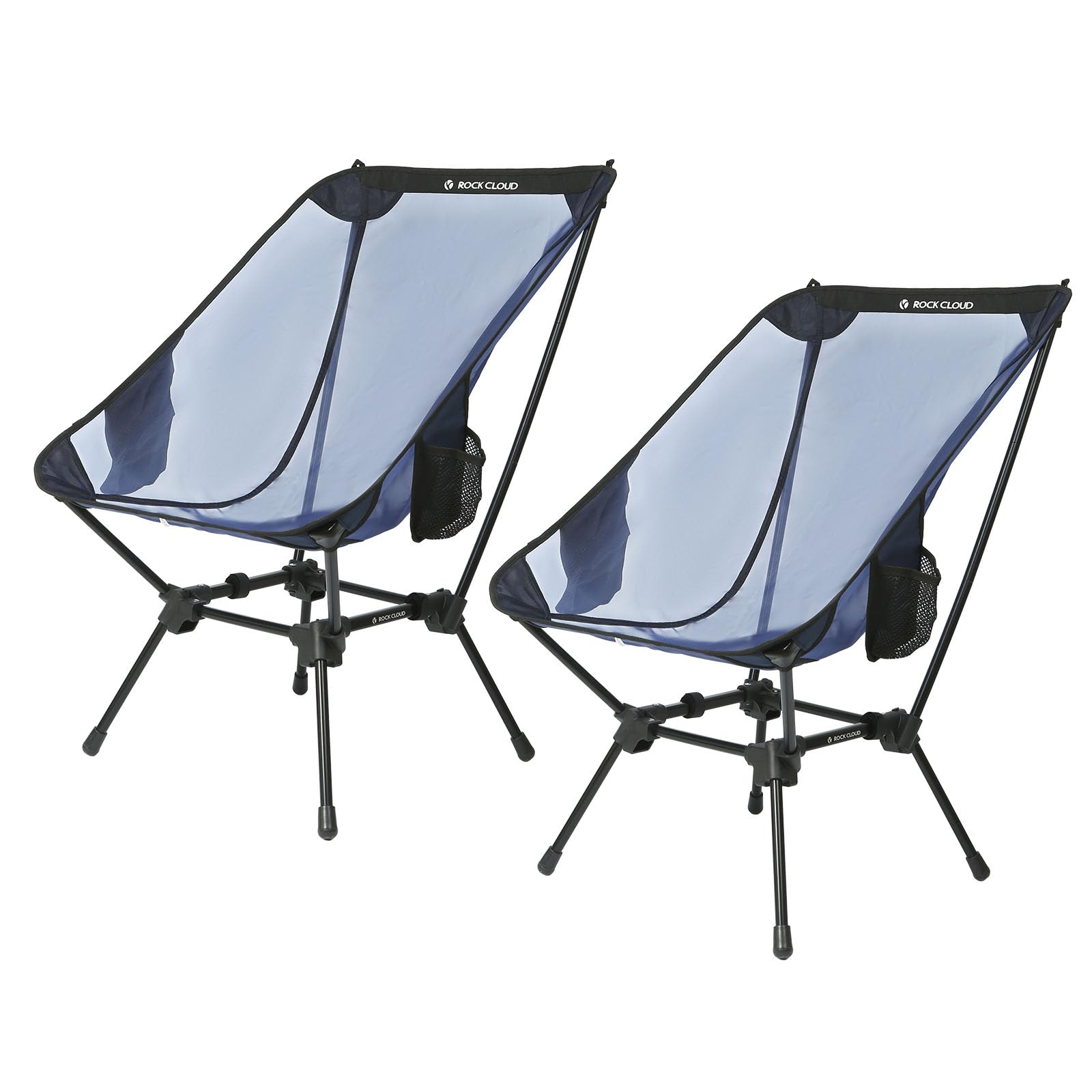 ROCK CLOUD 2 Pack Portable Compact Camping Chair Ultralight Folding Chairs Outdoor Large-Size for Camp Hiking Backpacking Lawn Beach Sports, Two-Heights Adjustable(Navy Mesh-Large)