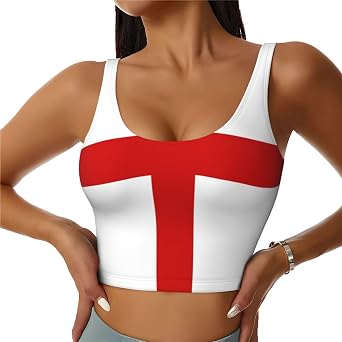 Women Workout Tank Tops England Flag Racerback Going Out Basic Slim with Built-in Bra Fit Yoga Gym Shirts