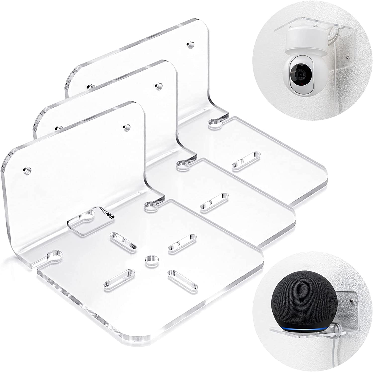 FLEXYKO Acrylic Floating Wall Shelves for Security Cameras, holder (Clear)