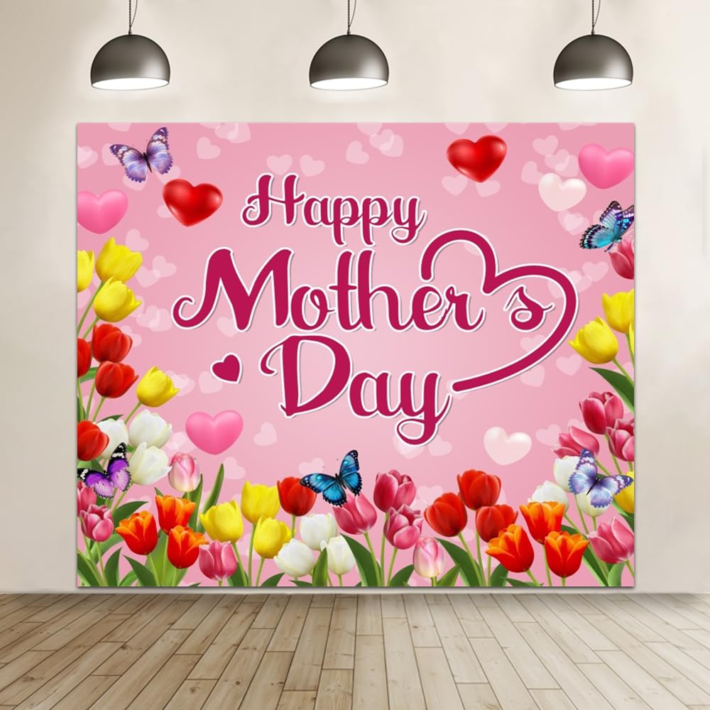 Fondali per la festa della mamma per la fotografia, 3 x 2,4 m, garofano, fiori floreali, felice festa della mamma, sfondo rosa, floreale, festa della mamma, decorazioni per feste,