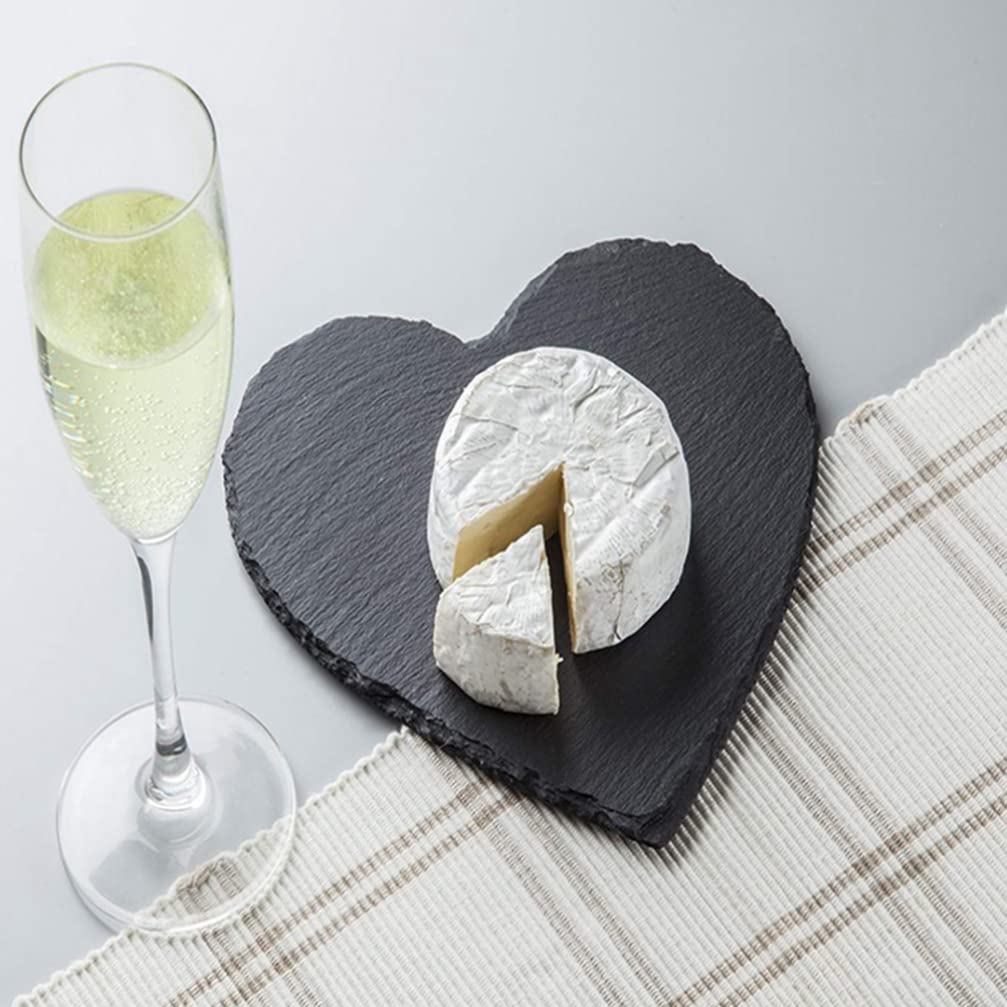 CALLARON 2 Piezas Plato De Cena Forma De Corazón De Pizarra Natural Plato Llano Para Postres o Carne Para Guardar Alimentos