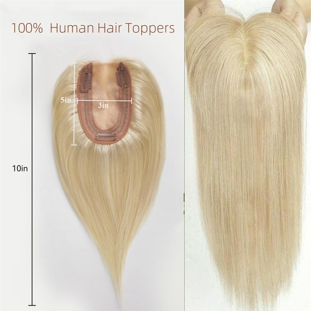 Amazon.com : YUXING1205 Human Hair Topper with Bangs, 10  display picture 2
