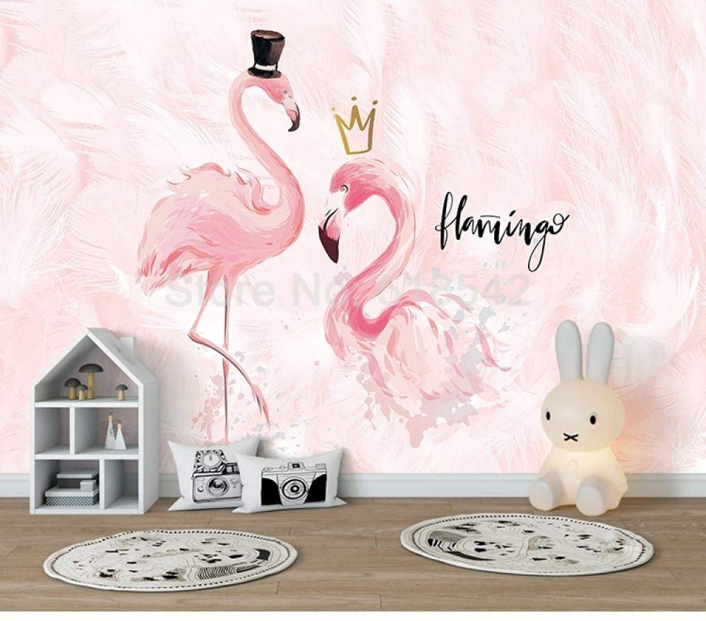 Papier peint flamant rose 3D WLLLO pour mur de salon et chambre 430x300 cm