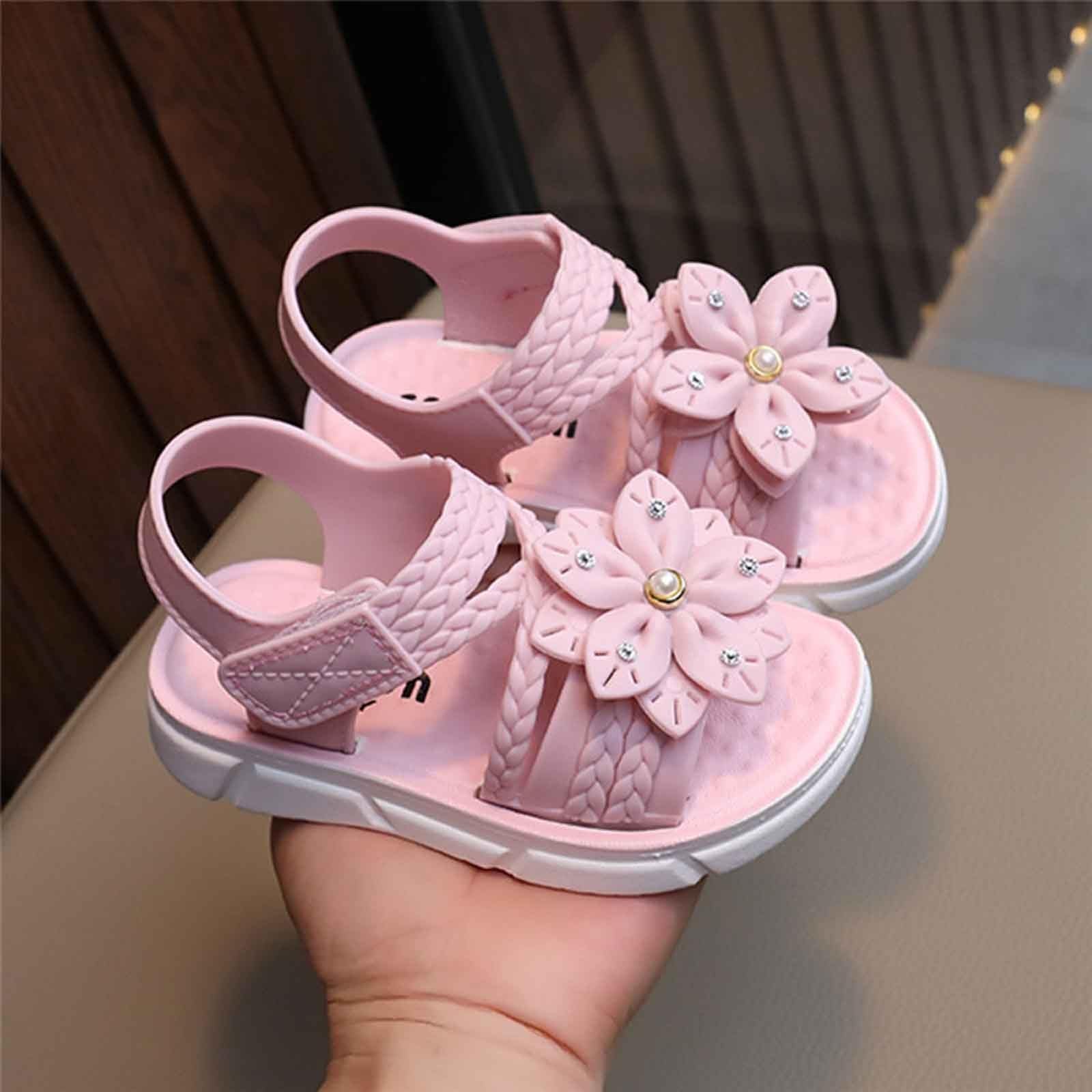MMRTDJDR Sandalias para Niñas Activas, Zapatos Cómodos para Uso Diario, Zapatillas de Vacaciones al Aire Libre, para 3-12 Años, Verano para Niñas Jóvenes, Rosa, 1/1.5 UK