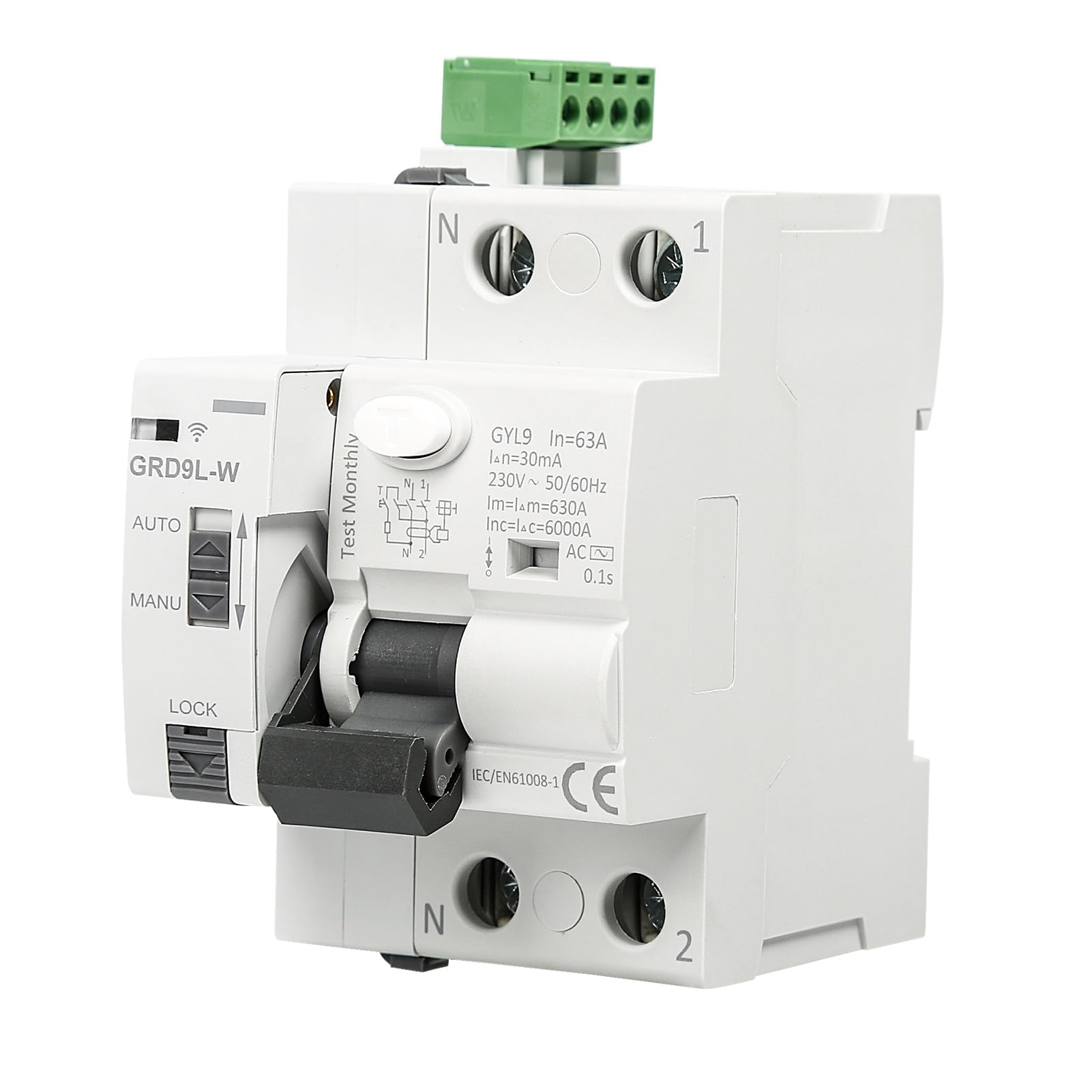 Jadeshay Diferencial Superinmunizado, Disyuntor Inteligente GRD9L-W 2P Diferencial 40A 30ma WiFi Reconectador RCCB Dispositivo de Recierre con Control Remoto