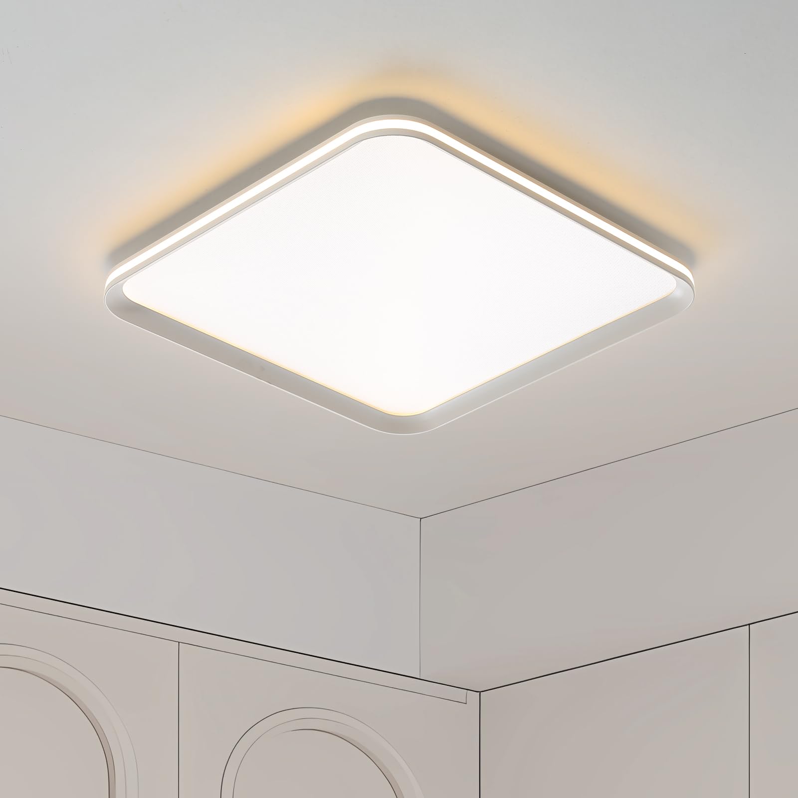 Mikeru 40cm Full Spectrum Square Ceiling Light, 3 Colour Temperatures 3000k/4500k/6500k, Dimmable LED Panel Light, Ultra Slim Indoor Lighting Fixtures for Bedroom, Kitchen, Hallway, Porch — image 1