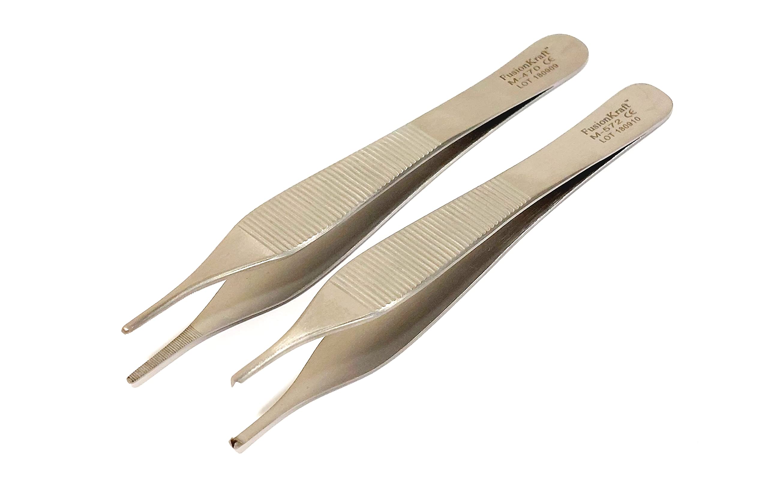 FusionKraft Adson Thumb Forceps, Straight Jaws, 5" (One Each of Serrated & Toothed Jaws) - Image 1