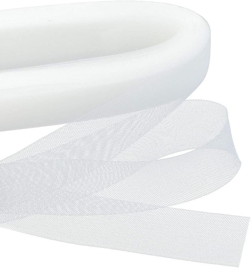 Yolyoo 50 Yards Stiff Polyester Horsehair Braid for Sewing Wedding Dress Formal Dress Accessories (White, 2inch)