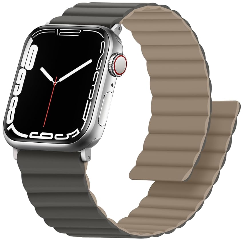Immagine del prodotto Anlinser Compatibile con Cinturino Apple Watch 45mm 44mm 42mm 41mm 40mm 38mm, Cinturini Magnetico Reversibile su Entrambi Lati per iWatch Ultra 2 Serie 9/8/7/6/5/4/3/SE (42/44/45/49, Grigio/Caffè)