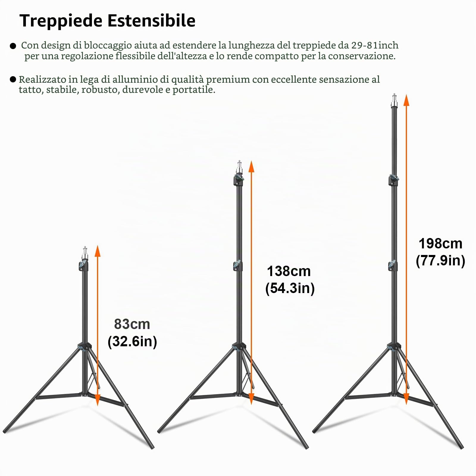 1 lampada video LED RGB per fotografia, luce a colori 2500 K-6500 K CRI95+, luminosità regolabile da 0 a 100%, con display LCD, treppiede da 0,75 m a 2,08 m e telecomando