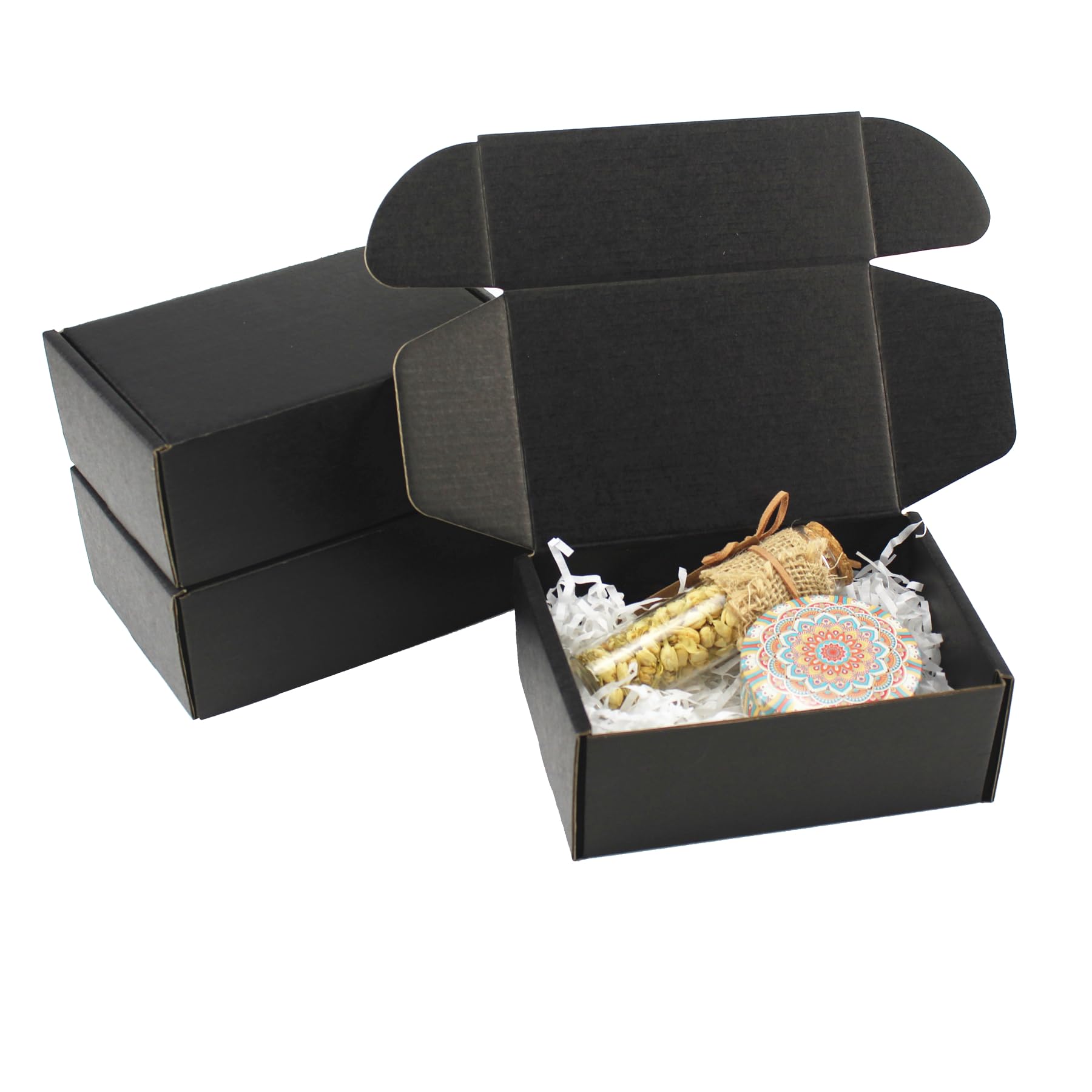 Kiiyoo 8 Pcs Cardboard Boxes 15x10x6cm Black Shipping Boxes Corrugated Cardboard Gift Packing Boxes for Business,Posting,Storing or Gift Packing