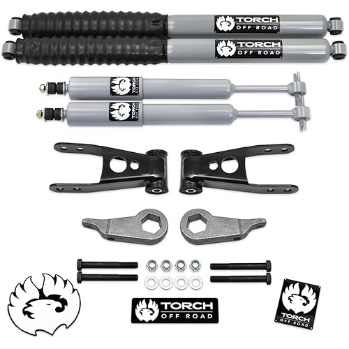 TORCH 3" Front 2" Rear Full Leveling Lift Kit compatible with 1998-2011 Ford Ranger 4X4 and Torsion Bar Suspension 2WD models (Edge and Sport) with Extended Front and Rear Shocks