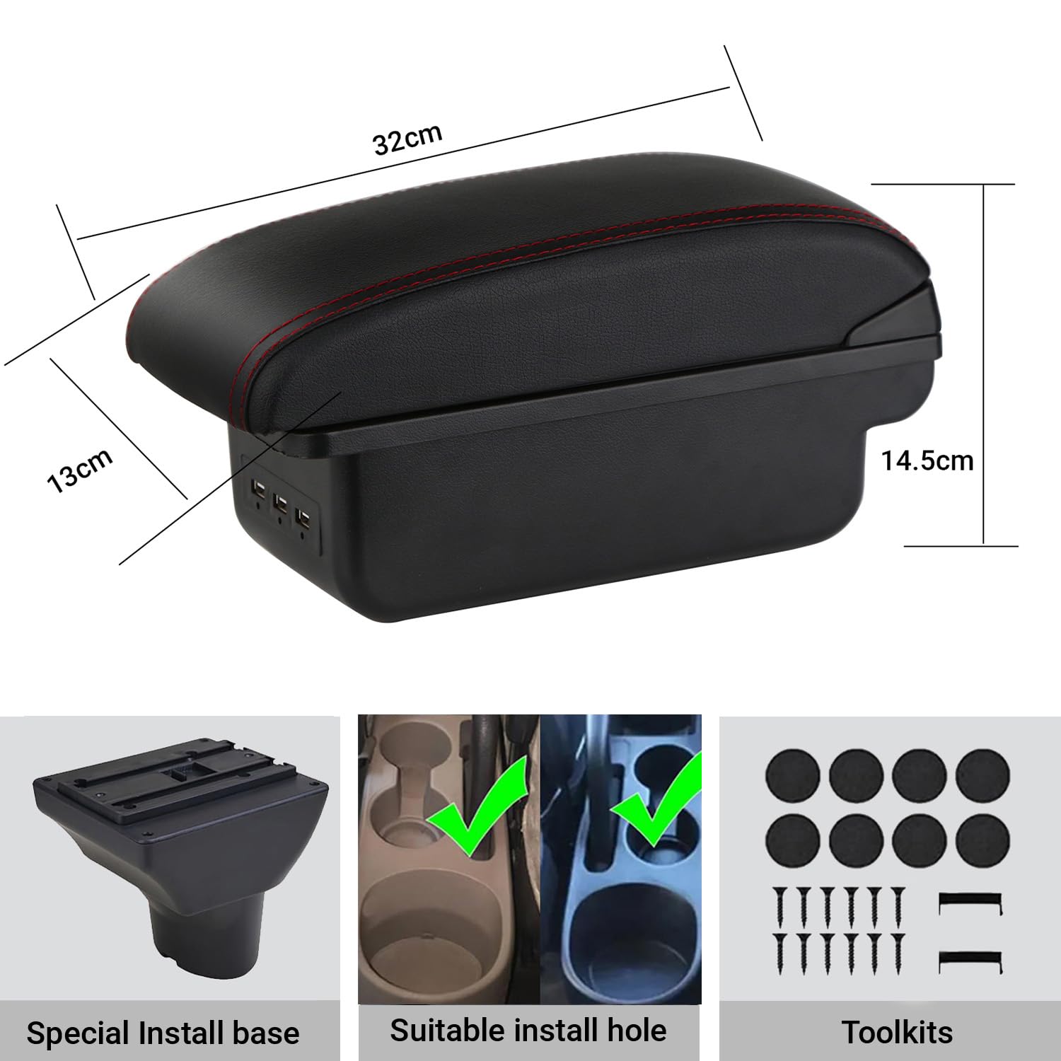 Armlehne Kompatibel Mit Hyundai I20 2009-2013 Mittelkonsole