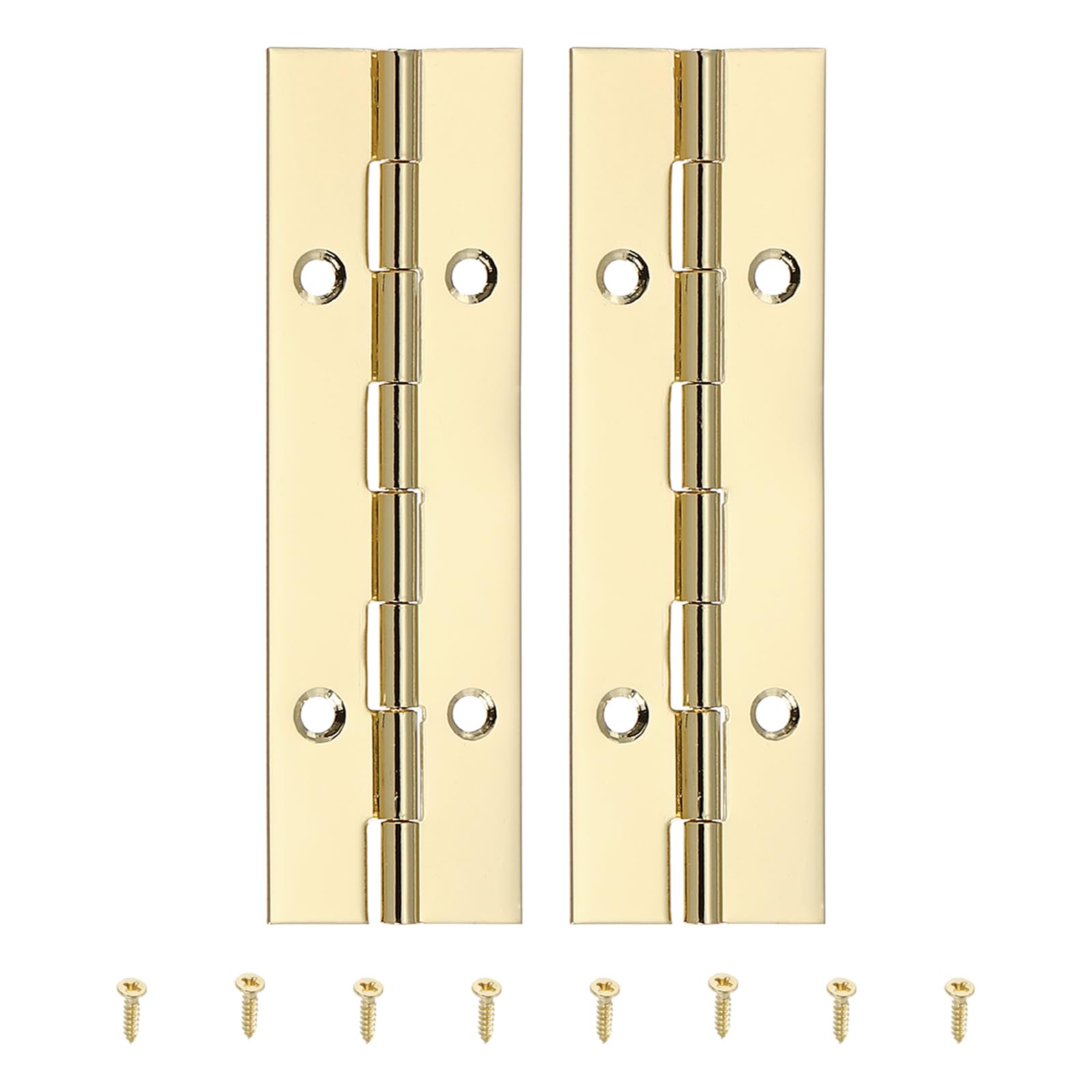 PATIKIL 4x1.2 Inch Piano Hinge,2 Pcs 304 Stainless Steel Continuous Hinge with Holes for Piano Gate Door Wooden Storage Box Cabinet Boat,Gold