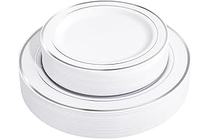 FLOWERCAT Large Plastic Plates: 60-Pack for Parties
