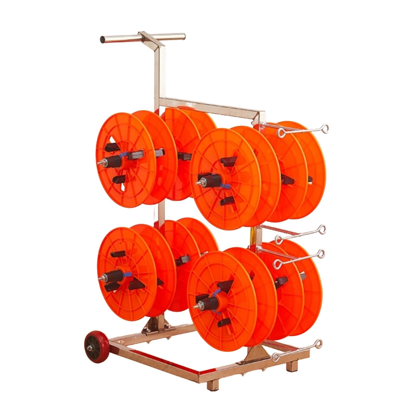WDSOPK Wire Spool Rack,Cable Reel Holder and Dispenser,Heavy-Duty Bulk for Electrical,4 Rods Workplace Efficiency (Orange 8 Rods Wire)