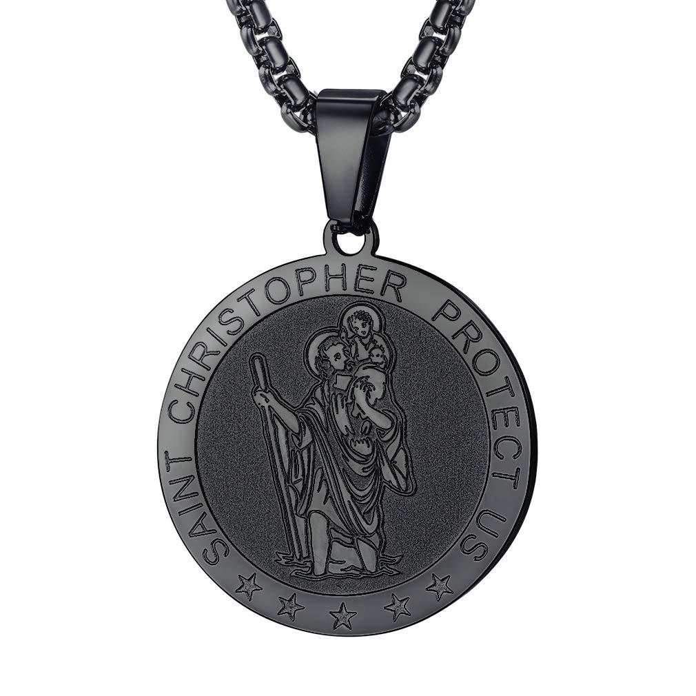 FaithHeartSaint Christopher/Jude/Joseph/Anthony/Thomas/Benedict/Patrick Necklace Stainless Steel Catholic Patron Saints Medal Jewelry Blessings Amulet Customize Available