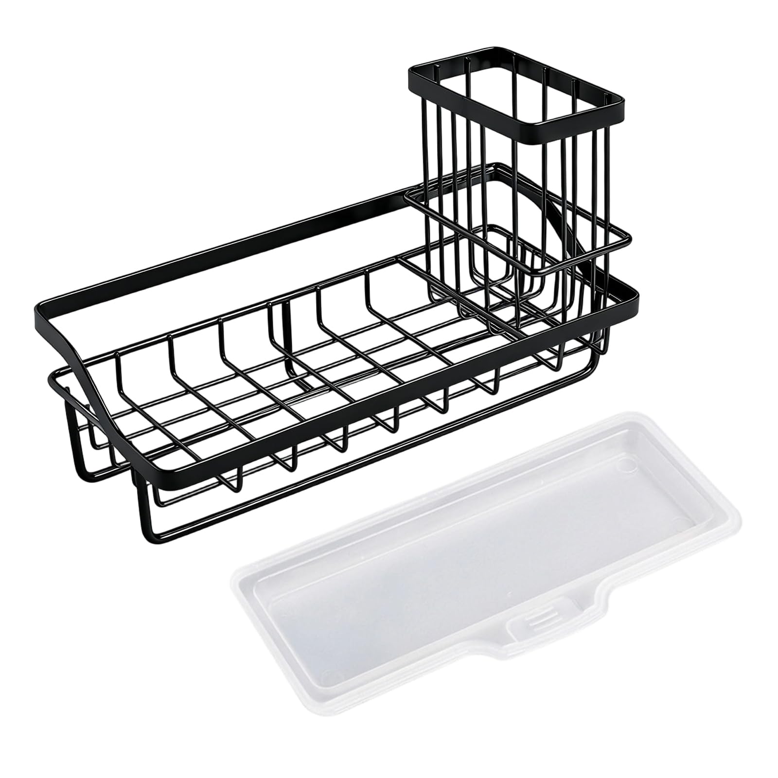 Piceioep Organized Countertop Rack for Sponges Brushes and Soap with Removable Tray Keeping Sink Area Freshing Rustproof Holder