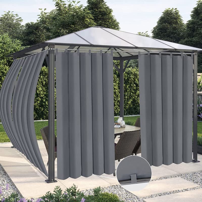 Duronet - Waterproof & Sun Blockage Tab Top & Bottom Back Tab Fixed Windproof Blackout Outdoor Curtains (Grey, 4.5 X 11 Feet, Polyester), Pack of 2-image-31