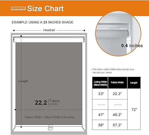 Miniatura 7 de Persilux Persianas enrollables sin cordones para ventana (28 pulgadas de ancho x 72 pulgadas de alto, gris claro) 100 % opacas, protección UV,