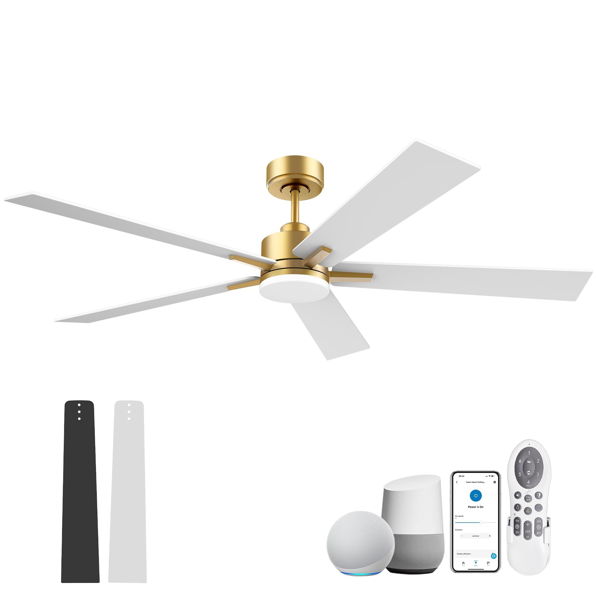 72" Large Smart Ceiling Fan with Lights Remote,Silent DC Motor,Control via WIFI Alexa Google App,Outdoor Indoor Modern Ceiling Fans for Big Living